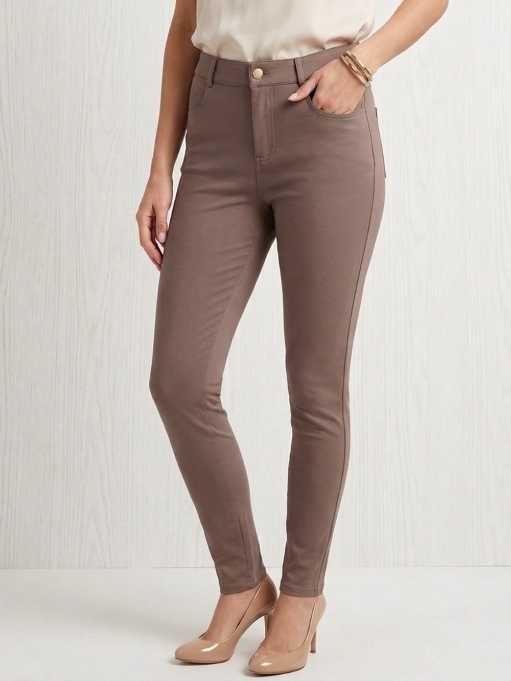 NWT Gorgeous TRUTH Ash Browm High Waisted Zip Up Jeggins Sz 4 - Picture 4 of 11
